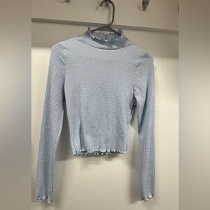 Altar'd State Blue Ribbed Crop Blouse